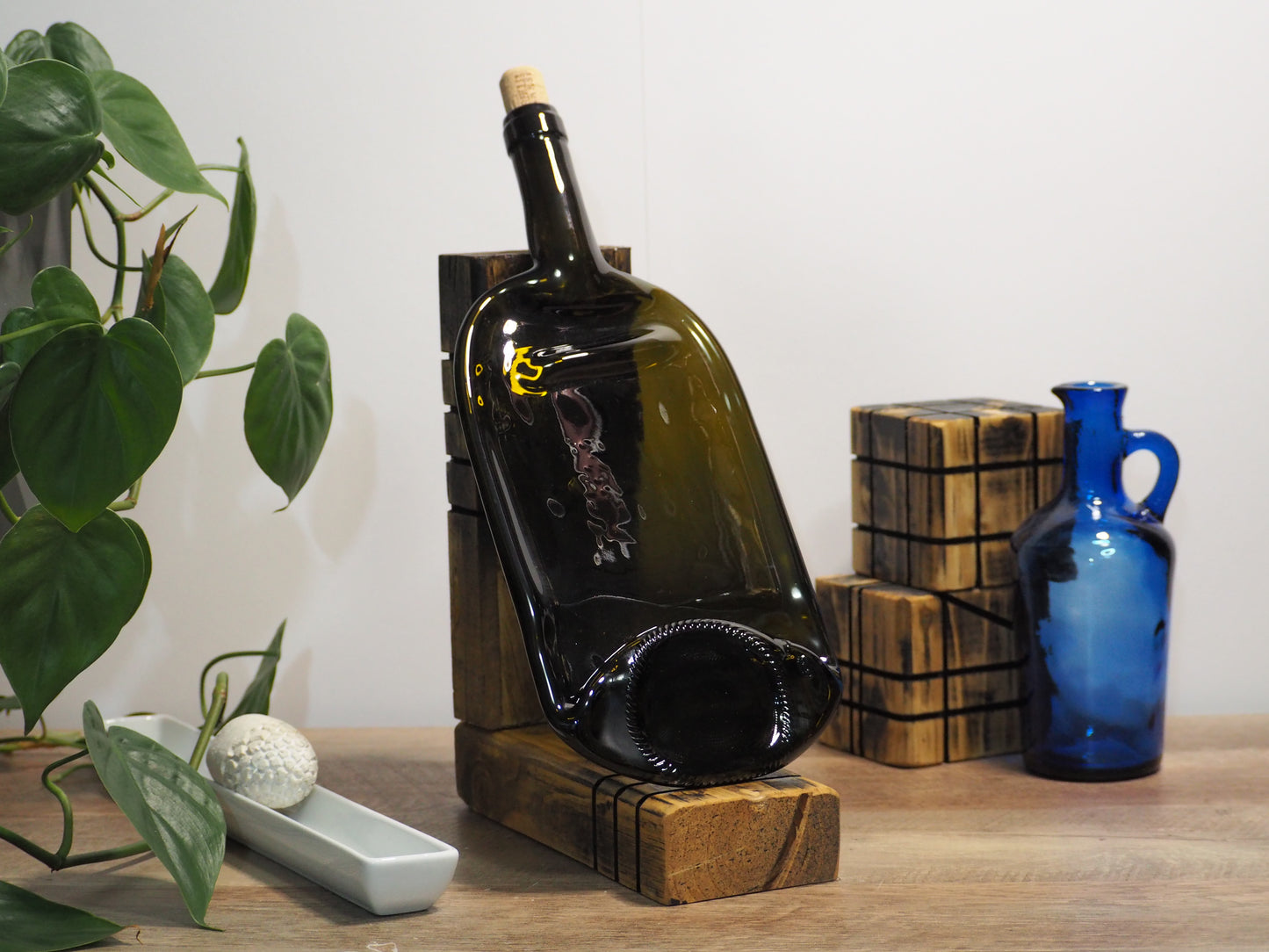 Large Handcrafted Brown Glass Platter