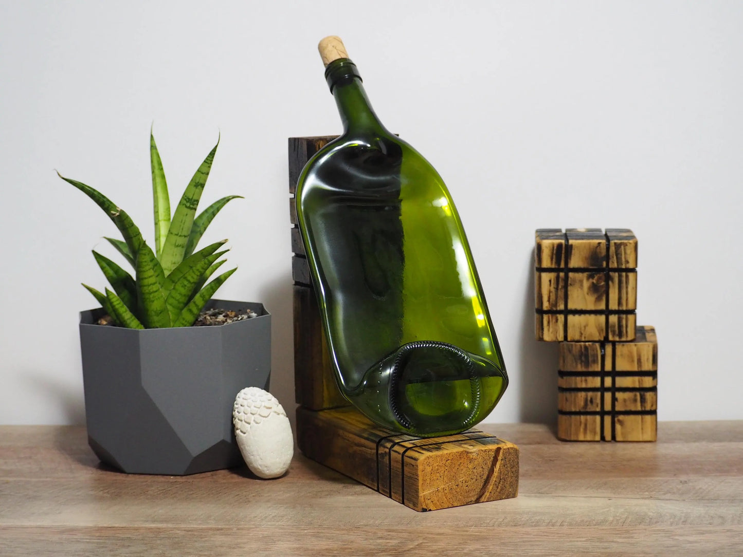 Large Green Flattened Bottle Platter