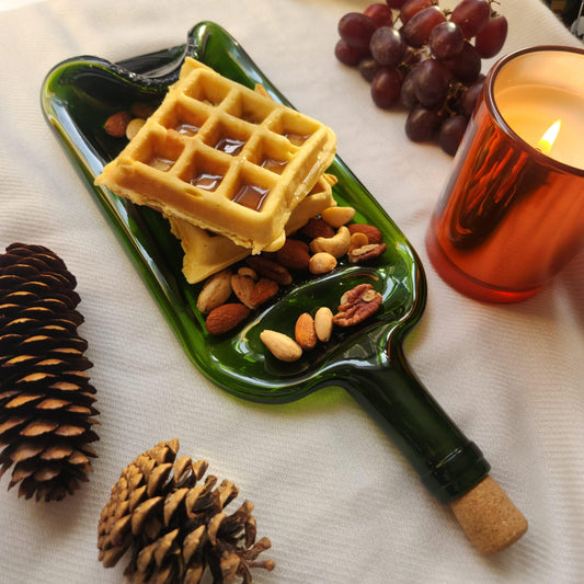 Large Green Flattened Bottle Platter